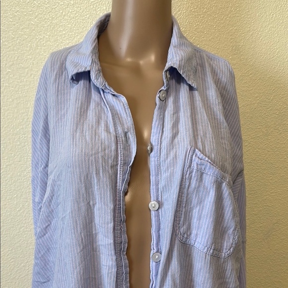American Eagle Outfitters Blue Striped Button Down Shirt - Picture 2 of 5
